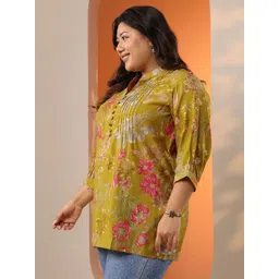 EXTRA LOVE BY LIBAS Plus Size Floral Printed Pleated Kurti image 5