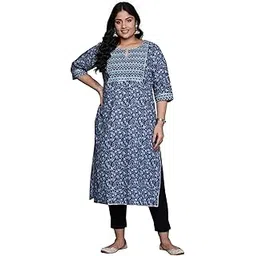 extra love by libas Plus Size Womens Yoke Design Cotton Straight Kurta for Women-picture-11
