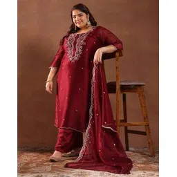 extra love by libas Women Embroidered Straight Kurta Set-picture-16