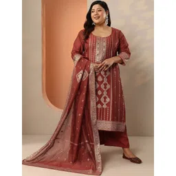 EXTRA LOVE BY LIBAS Women Ethnic Motifs Regular Kurta with Trousers & With Dupatta-picture-33