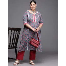 EXTRA LOVE BY LIBAS Women Plus Size Floral Printed Cotton Kurtas-picture-20
