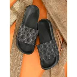 EXTRIMOS Men Black & Grey Printed Sliders-picture-35
