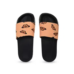 EXTRIMOS Men Black & Orange Printed Sliders-picture-38