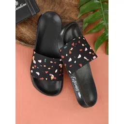 EXTRIMOS Men Black & Red Printed Sliders-picture-37