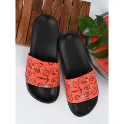 EXTRIMOS Men Orange & White Printed Sliders-picture-30