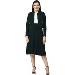 exude Invincible Crop Blazer Top with Front Slit Midi Skirt Co-ord Set-picture-18