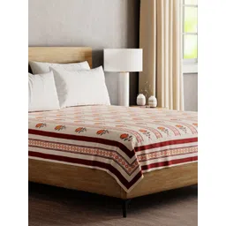 Eyaas Orange-Coloured & Maroon Printed Pure Cotton Bed Covers-picture-36