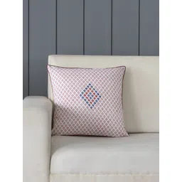 Eyaas White & Green 2 Pieces Block Printed Cotton Square Cushion Covers-picture-20