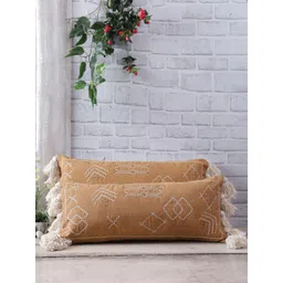 eyda Set Of 2 Mustard Yellow & White Embroidered Rectangle Cushion Covers-picture-13