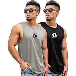 eyebogler Mens Cotton Blend Vest Combo Pack of 2 Black-Grey-picture-11