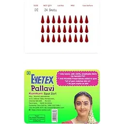 Eyetex Pallavi Sticker Bindi/Pottu|Gopi/Tilak|Aloe Vera & Papaya Extracts|Breathable Non-Irritating Velvet Fabric|G12|Light Maroon|20 Flaps-picture-20
