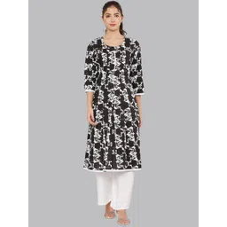 EZIS FASHION Women Black Printed Cotton Dyed Anarkali Kurta-picture-27