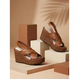 EZOK W-1004 Lightweight Comfort Tan Sandal Heels-picture-14