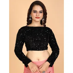 EZSTALL Embroidered Boat Neck Saree Blouse-picture-11