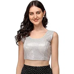 ezstall Georgette Elegant Women's Blouse Round Neck Sleevless Perfect for Work, Parties, Or Evening Events, Featuring A Flattering Fit and Luxurious Feel (46-picture-27