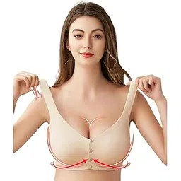 f fashiol.com Fashiol Women's Nylon Fiber Lightly Padded Maternity Bra Super Soft Stretchable Front Button Feeding Nursing Bras for Pre and Post Pregnancy (36 Till 42)-picture-11