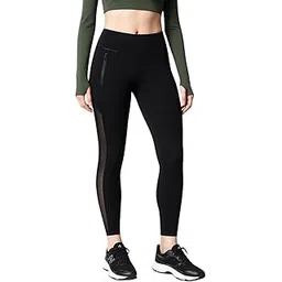 f fashiol.com Fashiol Women's Gym Wear Track Pants | Workout Skinny Tights | High Waist Stretchable Mesh Leggings With Side Zipper Pocket Yoga Sports Pants image 1