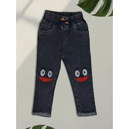 F2M Boys Embroidered Slim Fit High-Rise Clean Look Denim Trousers-picture-23