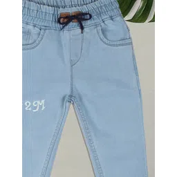 F2M Boys Embroidered Slim Fit High-Rise Joggers Trousers image 4