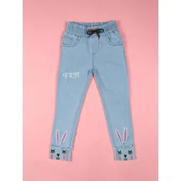 F2M Kids Slim Fit High-Rise Embroidered Cuffed Hem Cotton Jeans-picture-22