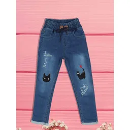 F2M Unisex Kids Low Distress Embroidered Stretchable Jeans-picture-49