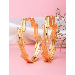 FAA FASHION Set Of 2 Gold-Plated Antique Bangles-picture-16