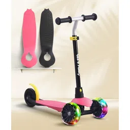 fab n funky 3 Wheel Scooter With LED Wheel 3 Level Adjustable Handle Bar - Pink & Black-picture-23