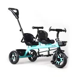 fab n funky 4 in 1 Twins Baby Tricycle With Double Rotatable Seat & Parental Handle- Blue-picture-29