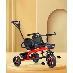 fab n funky 4 in 1 Twins Baby Tricycle With Double Rotatable Seat & Parental Handle- Red-picture-28