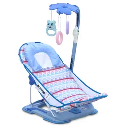 fab n funky Baby Bather With Toys - Light Blue| Reclining Seat| Spacious| Anti Skid Base| Head Support| Compact Fold| Travel Friendly| Washable Cover| Newborn| Boys & Girls-picture-31