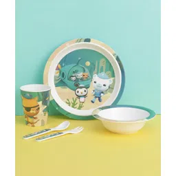 fab n funky Baby Dinner Set Oceanic Wonder Animal Print (Colour & Print May Vary)-picture-37