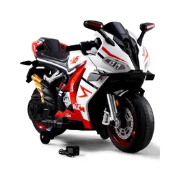 fab n funky Battery Operated Ride-on Bike for Kids with Hand Accelerator & Music - Red| Rechargeable Battery| Training Wheels| LED Light| Toy for 2 to 8 yrs Boys & Girls| Comfortable Seat| Easy to Operate-picture-29