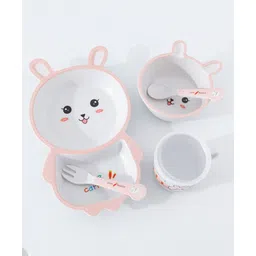 fab n funky Bunny Shaped Bamboo Fibre Sectioned Feeding Set - White-picture-26