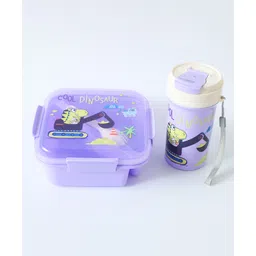 fab n funky Dino Print Leak Proof & Freezer Safe Lunch Box Set - Purple-picture-12