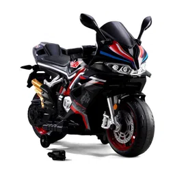 fab n funky Duke Battery Operated Ride-on Bike for Kids with Hand Accelerator & Music - Black| Rechargeable Battery| Training Wheels| LED Light| Easy to Operate| Foot Brake| Toy for 2+ yrs Boys and Girls| EV Bike-picture-31