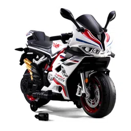 fab n funky Duke Battery Operated Ride-on Bike for Kids with Hand Accelerator & Music - White| Rechargeable Battery| Training Wheels| LED Light| Easy to Operate| Foot Brake| Toy for 2+ yrs Boys and Girls| EV Bike-picture-30