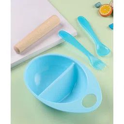 fab n funky Feeding Bowl With Spoon Fork & Food Masher - Blue-picture-16