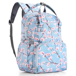 fab n funky Floral Print Multipurpose Diaper Backpack-Blue-picture-24