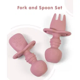 fab n funky Fork & Spoon Set Baby Silicone Cutlery - Wine Red-picture-23
