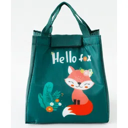 fab n funky Fox Printed Insulated Lunch Bag for Kids - Green| Thermal School Tiffin Bag| Lightweight Food Carry Bag with Handles for Boys & Girls-picture-25