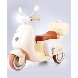 fab n funky Kids Battery-Operated 3 Wheel Ride-On Scooter - Cream| LED Light| Stable 3-Wheel Design| Rechargeable Battery| Toy for 2-5 Years Boys & Girls| Music with AUX Facility| Easy to Operate| Realistic Look-picture-22