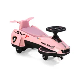 fab n funky Kids Swing Car With Light & Music - Pink| Easy to Handle| Built for Rough Play| Encourages Physical Activity| Smooth PU Wheels-picture-16