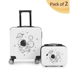 fab n funky Kids Travel Luggage With Carry-On Luggage & Wheels Pack of 2 White - 15 Inches-picture-17