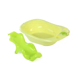 fab n funky Large Size Baby Bath Tub With Bath Sling  - Light Yellow Green-picture-14