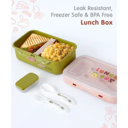 fab n funky Leak-Proof & Freezer Safe Bento Lunch Box - Green-picture-20