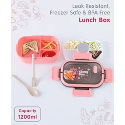 fab n funky Leak-Proof & Freezer Safe Lunch Box Cherry Bear Print - Pink-picture-24