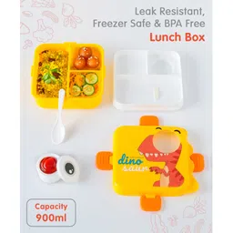 fab n funky Leak-Proof & Freezer Safe Lunch Box Dino Print - Yellow-picture-14