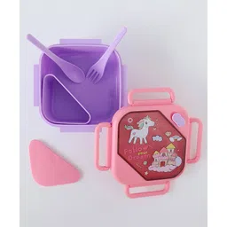 fab n funky Leak-Proof & Freezer Safe Lunch Box with Unicorn Print - Purple-picture-29