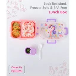 fab n funky Leak-Proof & Freezer Safe Unicorn Printed Lunch Box - Pink-picture-18