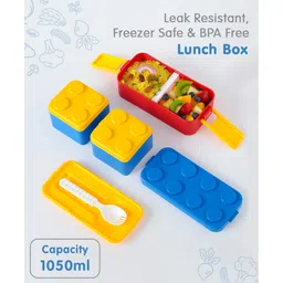 fab n funky Leak Proof Building Blocks Bento Lunch Box - Blue-picture-10